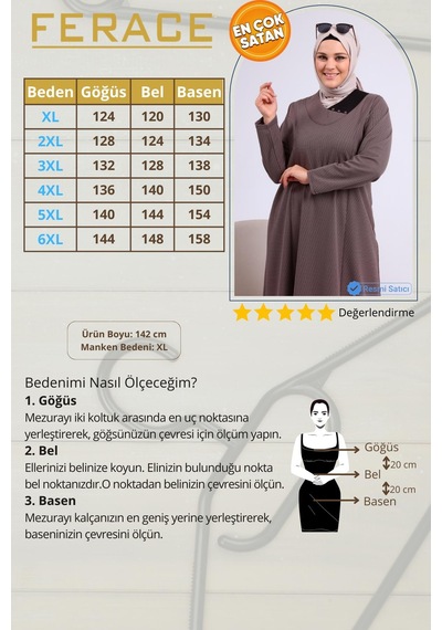 Kadin Buyuk Beden Petek Kumaş Jakar Anne Elbisesi 001