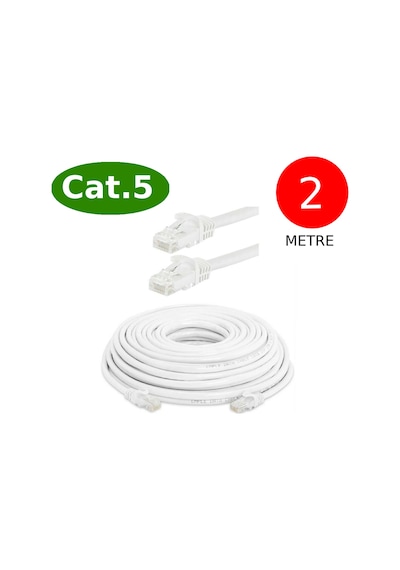 Tek-iş Cat5 Network Internet Ethernet Bilgisayar Kablosu Rj45 - Rj45 2 Mt Patch Kablo