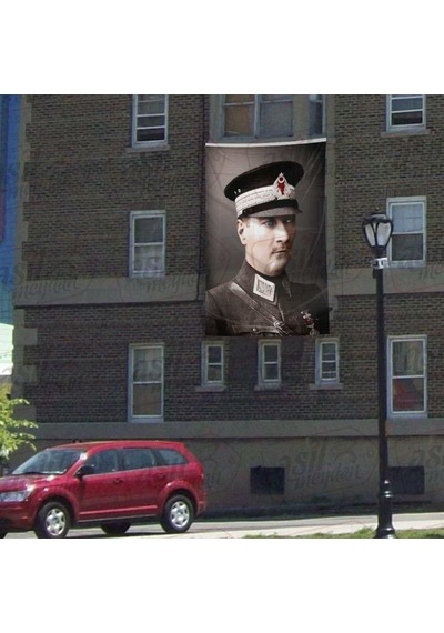 Askeri Üniformalı Gazi Mustafa Kemal Atatürk - Poster Cephe Bayrak - 300x450cm 1