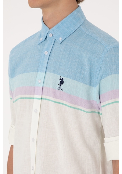 U.s. Polo Assn. Erkek Mavi Gömlek Desenli 50306336-vr036 Mavi