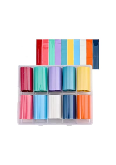 10lu Tırnak Süsleme Folyosu Pastel Düz Renkler Nail Art Transfer Folyo Wnf-229