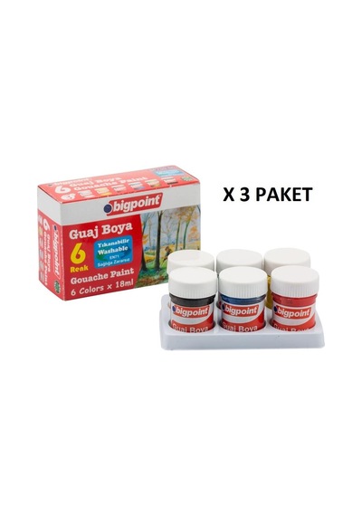 Bigpoint Guaj Boya 6 Renk X 18 Ml X 3 Adet Çok Renkli