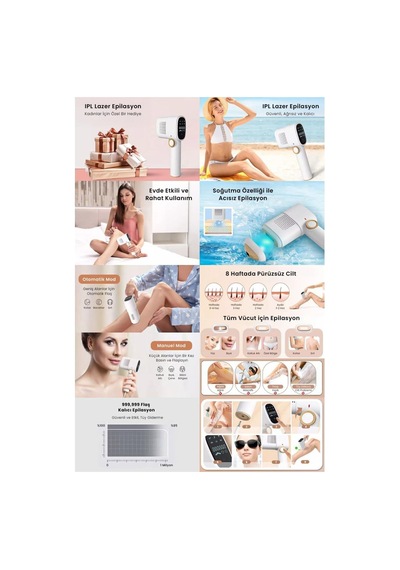 Tr Ipl Lazer Epilasyon Cihazı, Buz Başlıklı, 999.999 Flaş, 5 Seviye, Tüm Vücut İçin, 48w