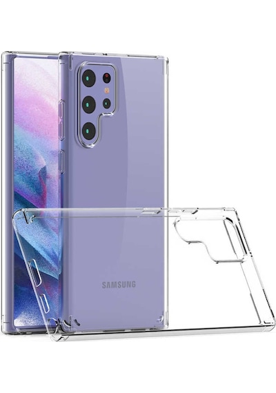 Samsung Uyumlu Galaxy S22 Ultra Kılıf Full Şeffaf Sararmaz Kapak Renksiz