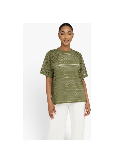 Only Onlanırı S/s O-neck Top Jrs Kadın Yeşil T-shirt - 15350242 Çok Renkli