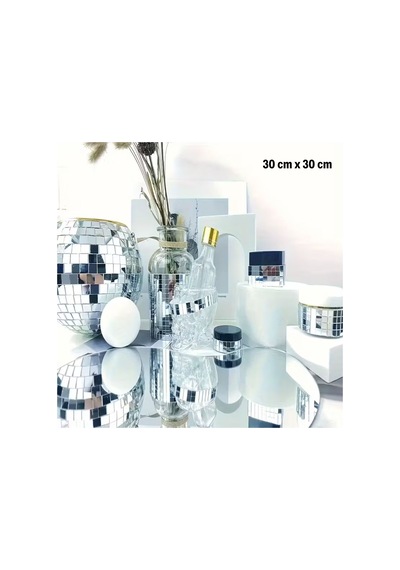 Buffer Kare Silver Cam Mozaik Fayans Çıkartmaları El İşi Kare Cam Fayans Kendinden Yapışkanlı Aynalı Dekor Panel 30x30 Cm