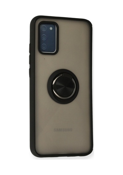 Samsung Uyumlu Galaxy A02s Uyumlu Kılıf Montreal Yüzüklü Silikon Kapak - Siyah
