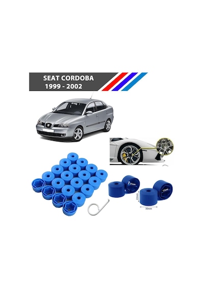 Otozet - Seat Cordoba Bijon Civata Kapağı Mavi Renk 20 Adetli Set 17mm 1k06011739b9