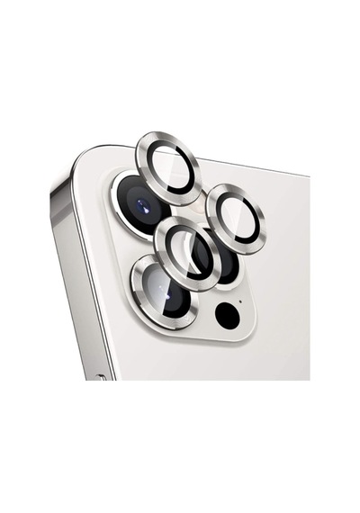 Apple Uyumlu iPhone 11 Pro Kamera Koruyucu Lens Mercek Metal Çerçeveli 3lü Set Gümüş Gri-silver