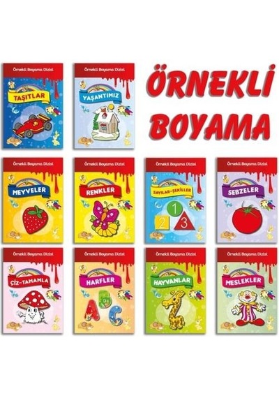 Parıltı Örnekli Boyama Seti 10 Kitap