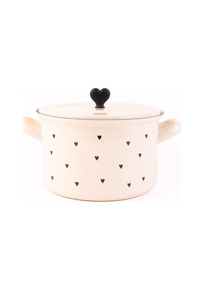 Black Cupid Emaye 20cm Tencere- 3 Litre Bej