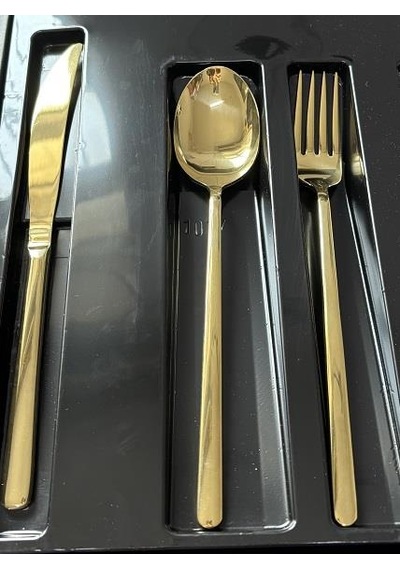 Arsel Lotus Titanyum Gold 84 Parça Kutulu Çatal Bıçak Takımı 4 Mm Gold