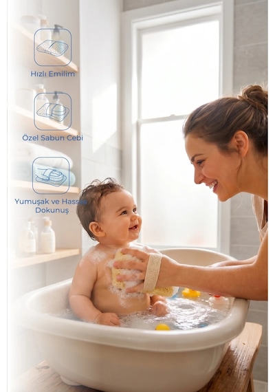 Babyjem Soft Lastikli Bebek Yıkama Banyo Süngeri