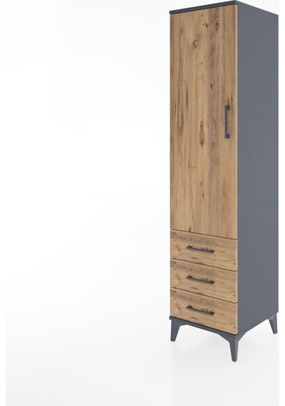 Hyperion Dolap Tek Raflı 3 Çekmeceli Tek Askılı 44x44x182 Ant... Antrasit