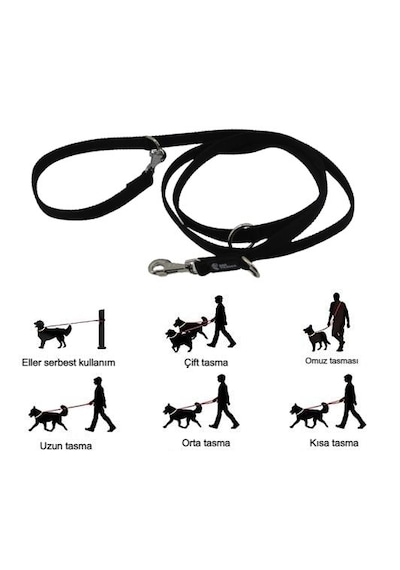 Çok Amaçlı Ayarlanabilir Köpek Gezdirme İpi Tasması Siyah