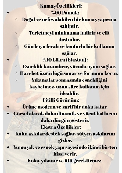 Mrmpro Kadın Lacivert Fitilli Görünümlü Kalın Askılı Basic Atlet Body %95 Pamuk Ekru