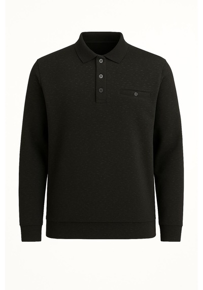 Ercan Regular Fit Polo Yaka Selanik Kazak - 7460 Siyah