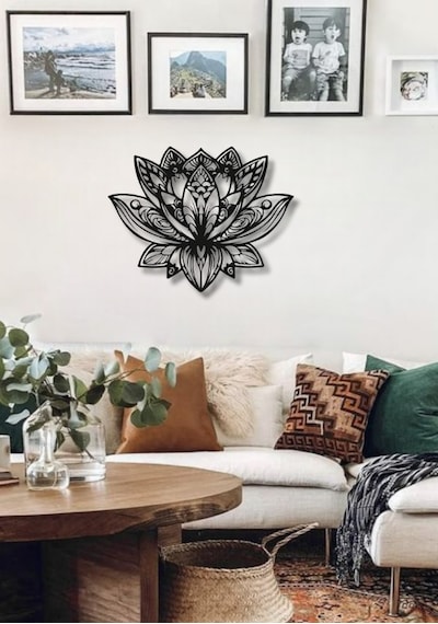 Mandala Lotus Çiçeği Metal Duvar Dekoru
