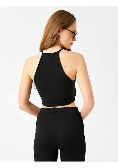 Koton Büstiyer Halter Yaka Pencere Detaylı Siyah 2sal30283ık Siyah