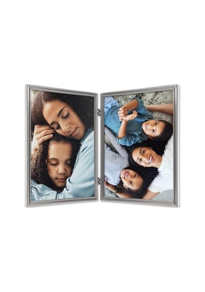 Frames Antik Pewter 8 X 10 Hinged Double Picture Frame Boncuk Border Tasarım