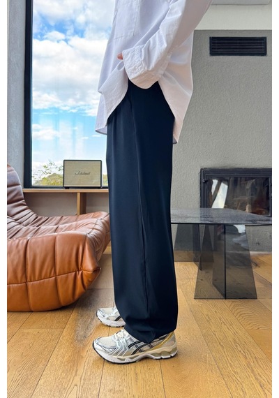 Flaw Çift Pileli Kumaş Pantolon Lacivert-27795 Lacivert