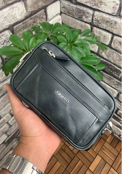 Guard Leather Guard Antik Siyah Hakiki Deri Şifreli El Çantası Çok Renkli