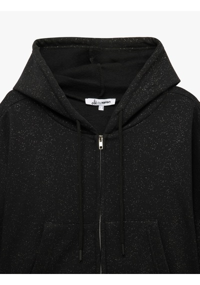 Koton Sim Detaylı Fermuarlı Kapüşonlu Kanguru Cepli Crop Sweatshirt Siyah 5sal10598ık Siyah Koton Sim Detaylı Fermuarlı Kapüşonlu Kanguru Cepli Crop Sweatshirt Siyah 5sal10598ık Siyah