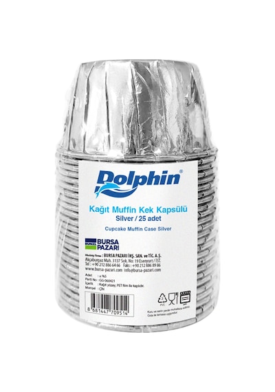 4 Adet Dolphin Kağıt Asorti Renkli Muffin Kek Kapsülü 25'li
