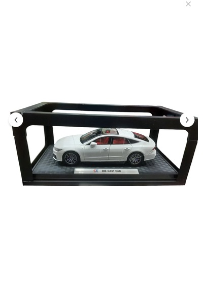 Audi A7 1:24 Ölçekli Diecast Model Araba Metal Gövde, Dekoratif Sergi Standlı Metalik Beyaz