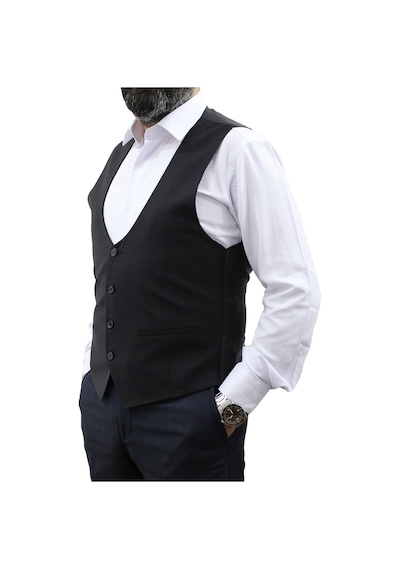 Mentor Regalo Erkek Yelek U Yaka Cepken Siyah 50161