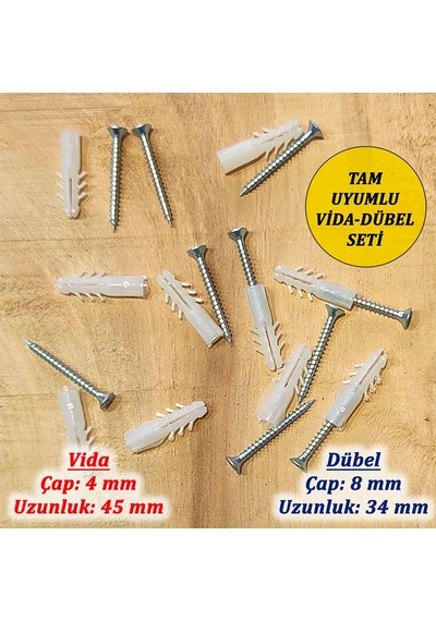 Dübel Ve Vida Seti, Dübel 8x34 Mm Vida 4x45 Mm 10'lu Set Diğer