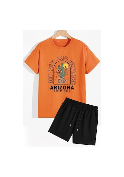Uyguntarz Arizona Şort T-shirt Eşofman Takımı Turuncu