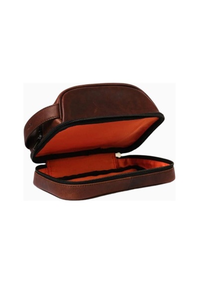 Ryoko Liwa Dopp Kit Deri Seyahat Ve Bakım Çantası El Çantası Vintage Brown 3
