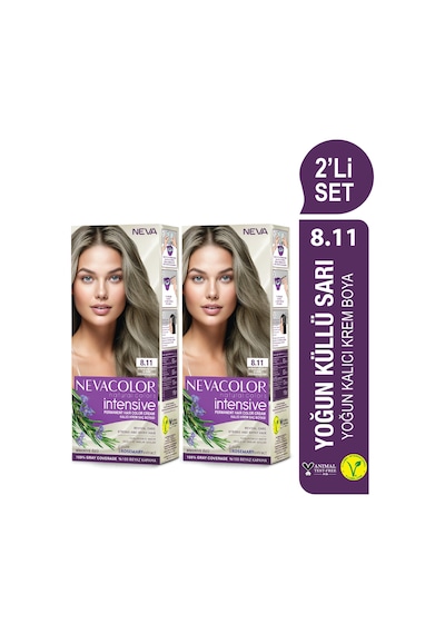 Intensıve 2'li Set 8.11 Yoğun Küllü Sarı Kalıcı Krem Saç Boyası Seti