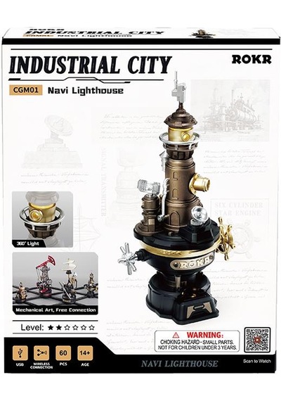 Rokr Cgm01 Navi Lighthouse Dıy Mechanical 3d Puzzle Maket Model Seti 3d Model Kit Detaylı Dekoratif Hobi Seti Hareketli Ve Işıklı