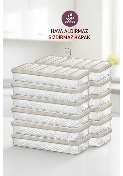 Selka Home 12 Adet 1 Lt. Nora Organizer Buzdolabı  Buzluk Düzenleyici Saklama Kabı