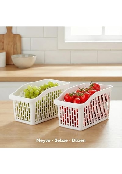 Smartizi 3&apos Lü Organizer Seti - Midi Boy Orta Boy Beyaz Buzdolabı Ve Mutfak Düzenleyici 16 X 29 X 17 Cm