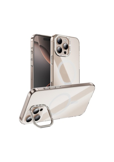 Apple Uyumlu iPhone 16 Pro Kılıf Kamera Standlı Ve Magsafe Özellikli Slim Estop Kapak Şeffaf
