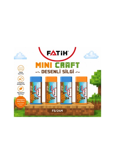 Fatih Mini Craft Desenli Silgi Tozsuz İz Bırakmaz Pvc İçermez Yumuşak Silgi 4 Adet