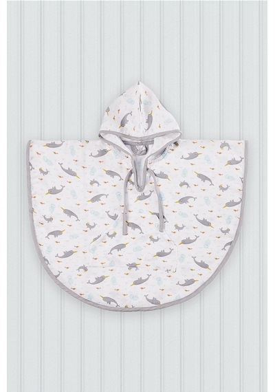 Tinylamb Kapşonlu Müslin Panço, 0-3 Yaş, Unisex Karışık