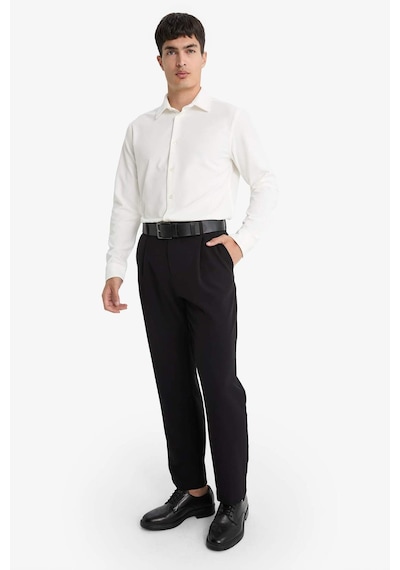 Defacto Slim Fit Dar Kesim Polo Yaka Penye Uzun Kollu Gömlek E9061ax25auwt32 Beyaz