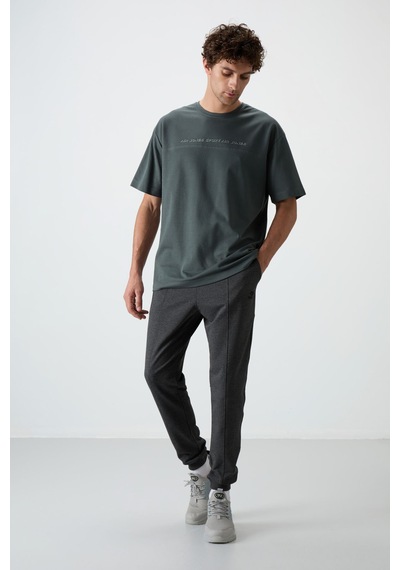 Tommy Life Antrasıt Melanj Pamuklu Yumuşak Dokulu Comfort Fit Nakışlı Erkek Jogger - 82123 Antrasit - Melanj
