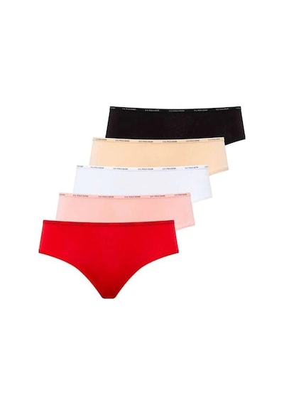 U.s. Polo Assn. Kadın 5'li Yüksek Bel Slip Kırmızı-somon-ten-beyaz-siyah 001
