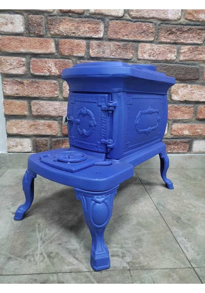 Flame Stove Fs-059m Nostalji Soba Mavi Renkli Komple Pik Döküm