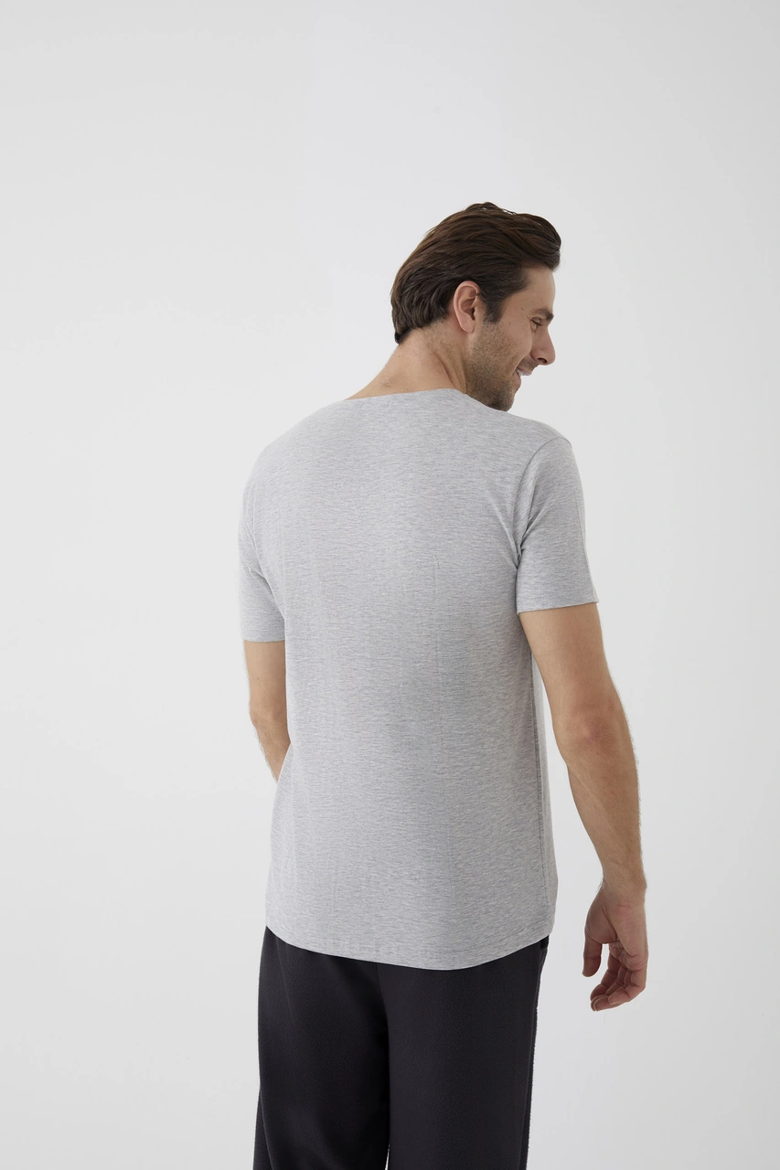 Koza İç Giyim Erkek Pamuklu V Yaka Kısa Kollu Tişört Ko102et-1.01 Gri