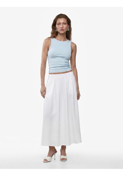 Koton Beli Lastikli Loose Fit Kloş Etek Kırık Beyaz 6sak70241pw Ekru