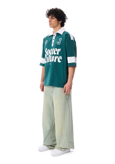 More Black Soccer Culture Baskılı Polo Yaka Premium Oversize Tshirt Nefti