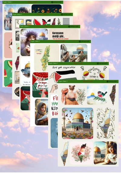 6'lı Filistin Temalı 12 17 Cm Sticker Seti Diğer