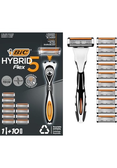 Bıc Flex 5 Hybrid Tıraş Bıçağı Seti 1 Gövde + 10 Yedek Başlık 5 Bıçaklı Erkek Tıraş Bıçağı 46167793
