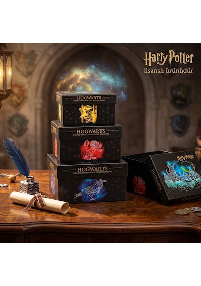 Bakgelal Harry Potter Hogwarts Lisanslı Dekoratif Saklama Kutusu Hogwarts Constellation Takımyıldızı Tasarımlı - 9018982248960